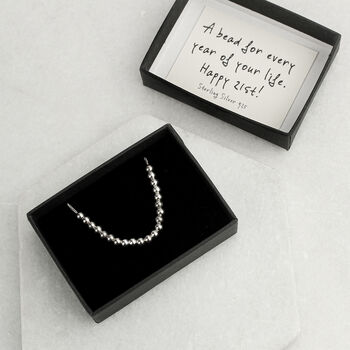 Sterling Silver 21 Beads 21st Birthday Necklace, 6 of 7