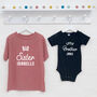 Brother Sister Matching Personalised Set Pink And Grey, thumbnail 2 of 6