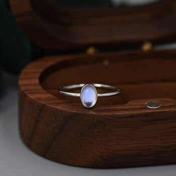 Moonstone Oval Ring In Sterling Silver, 6 of 11