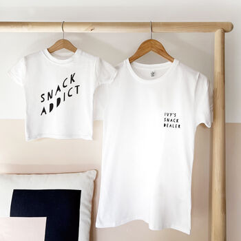 Personalised Funny Snack, Parent And Child Father's Day T Shirt Set, 6 of 6