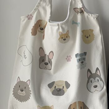 Dog Breeds Large White Canvas Tote Bag Birthday Gift For Dog Lovers, 2 of 6