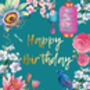 Happy Birthday Flowers And Gold Card, thumbnail 2 of 3