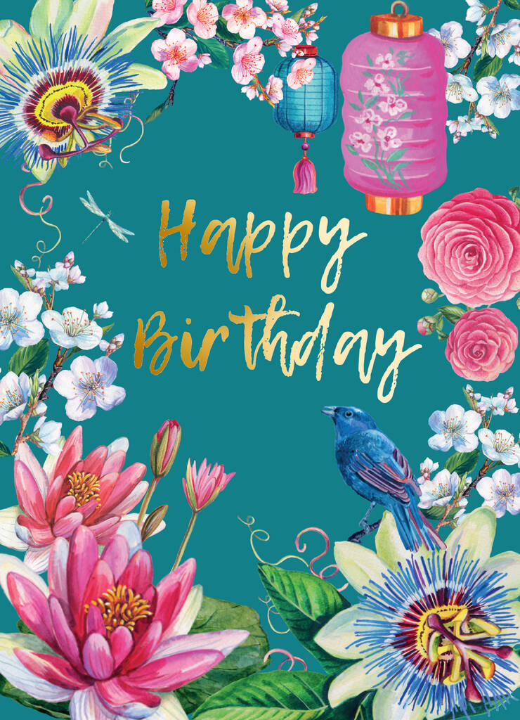 Happy Birthday Flowers And Gold Card By Rocket 68 | notonthehighstreet.com