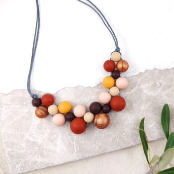 Geometric Burgundy, Peach And Rose Silicone Necklace, 3 of 6
