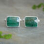 8ct Natural Emerald Cufflinks In Sterling Silver, thumbnail 1 of 2