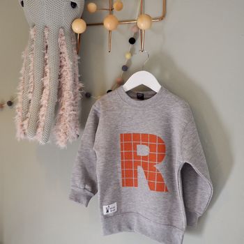 Kids And Babies Personalised Grey Letter Sweatshirt, 7 of 11
