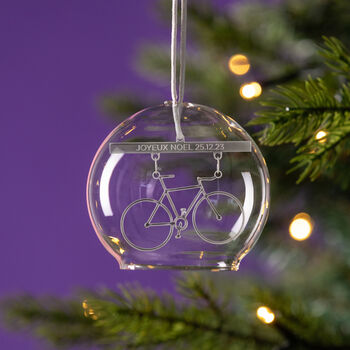 Personalised Cycling Christmas Glass Dome Bauble, 2 of 3
