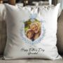 Personalised Dad And Father's Day Blue Crest Photo Cushion, thumbnail 6 of 10