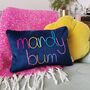 Mardy Bum Hand Embroidered Cushion, thumbnail 3 of 8