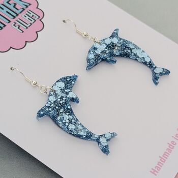 Mini Dolphin Glitter Resin Earrings, 3 of 4
