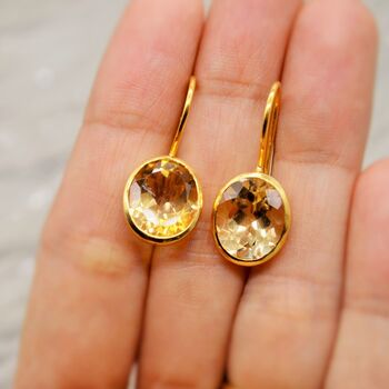 Citrine Earrings: Silver Or Gold Dangle Drop, November Birthstone, 9 of 10