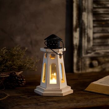 Tealight Distressed Wooden Decorative Candle Lantern, 2 of 9