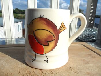 Tankard Mug In Cheeky Christmas Robin Redbreast Design, 7 of 10