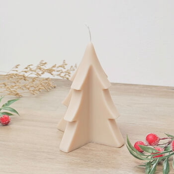 Beige Christmas Tree Candle Minimalist Christmas Decor, 6 of 9