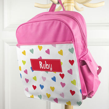 Personalised Girl's Patterned Pink Rucksack, 3 of 12