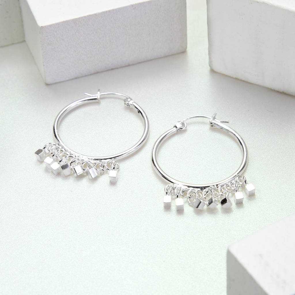Sterling Silver Hoops With Cubes By Martha Jackson Sterling Silver ...
