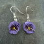 Pansy Purple Flower Drop Earrings, thumbnail 3 of 4