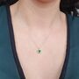 Mini Heart Silver Emerald May Birthstone Necklace, thumbnail 2 of 4