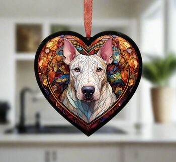 English Bull Terrier Stained Glass Effect Heart Suncatcher, 4 of 5