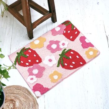 Luxury Thick Absorbent Strawberry Bathroom Mat, 4 of 8