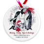 Personalised First Christmas As A Family Of Four Ceramic Penguin Decoration, thumbnail 2 of 3