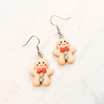 Sweet Gingerbread Man Dangle Earrings, 2 of 2