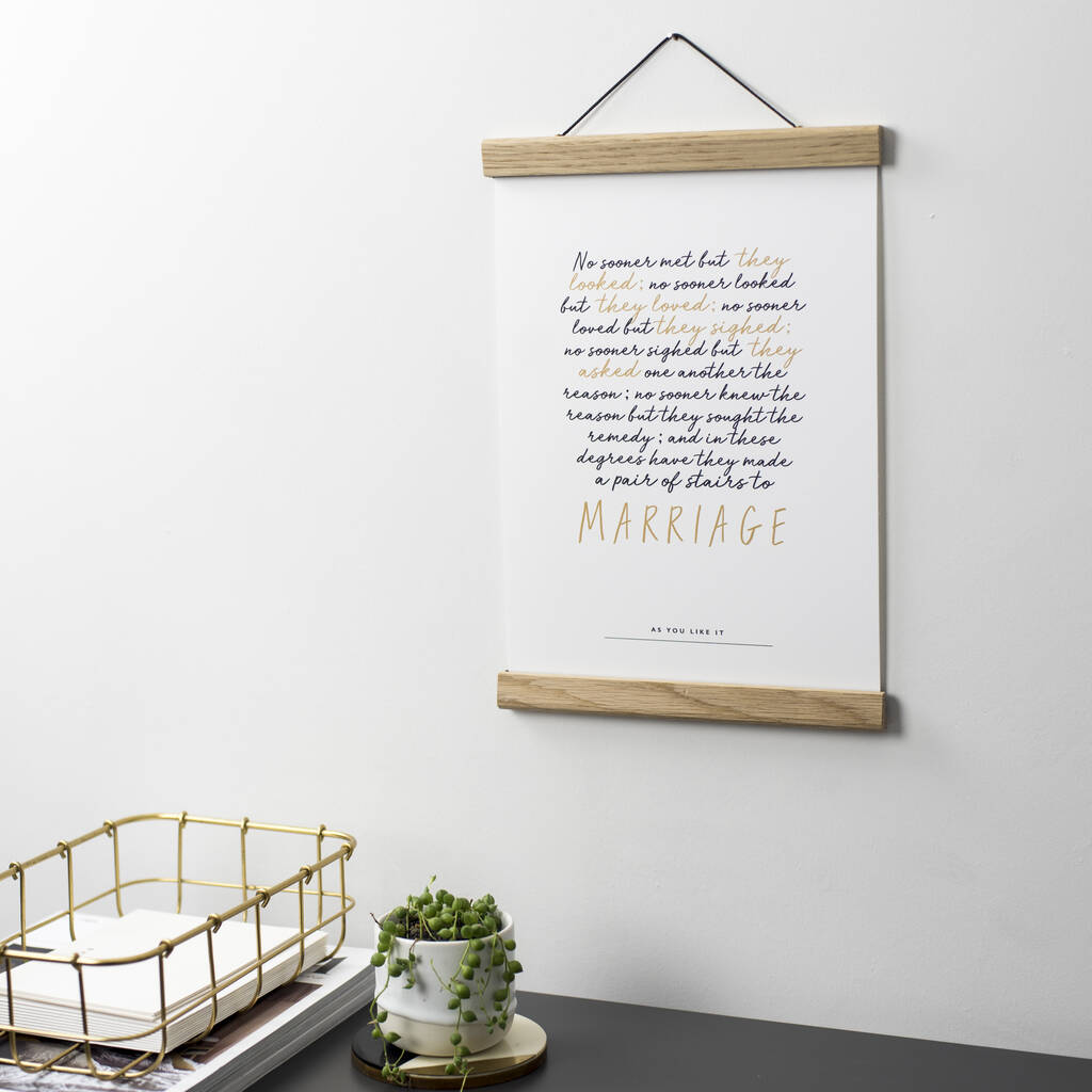 Shakespeare Marriage Quote Print By Bespoke Verse
