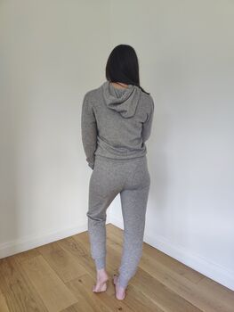 Personalised Pure Cashmere Grey Jumpsuit Hooded Onesie, 7 of 11