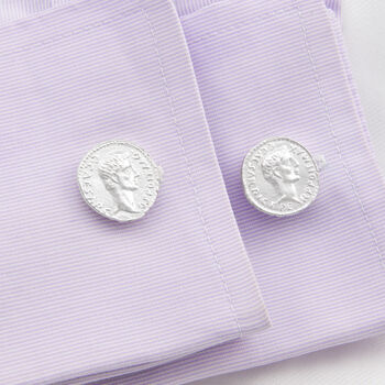 Caesar Cufflink In Sterling Silver, 2 of 2