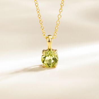 Peridot Solitaire Pendant Necklace In Sterling Silver And Gold, 6 of 10