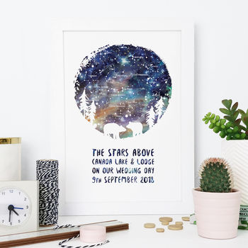 Personalised Bear Couple Star Chart Print, 2 of 3