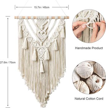 Macrame Wall Hanging Handmade Cotton Tapestry Bohemian, 8 of 11