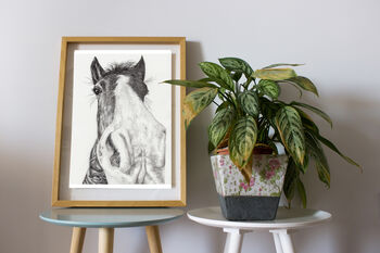 Horse Portrait Art Print In Graphite Pencil, 3 of 3