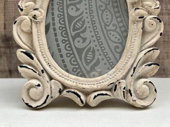 Angel 5x3.5 Inch Oval Photo Frame Distressed Off White Gift, 4 of 10