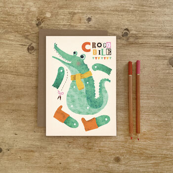 Crocodile Split Pin Puppet A5 Activity Greeting Card, 4 of 4