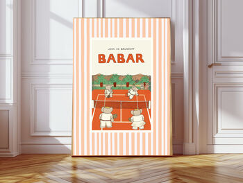 Babar The Elephant Stripy Tennis Art Print, 2 of 3