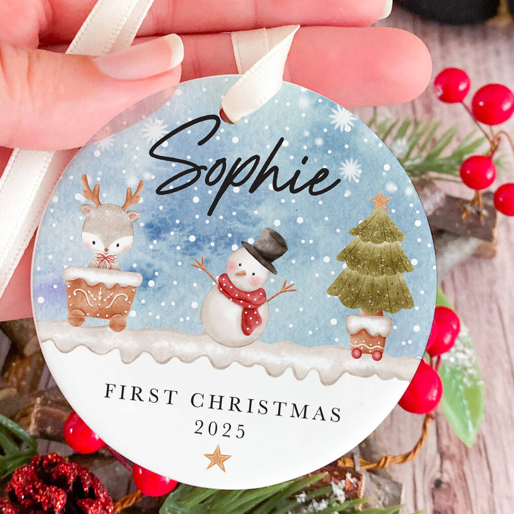 Personalised First Christmas Ceramic Ornament For Baby, 1 of 7