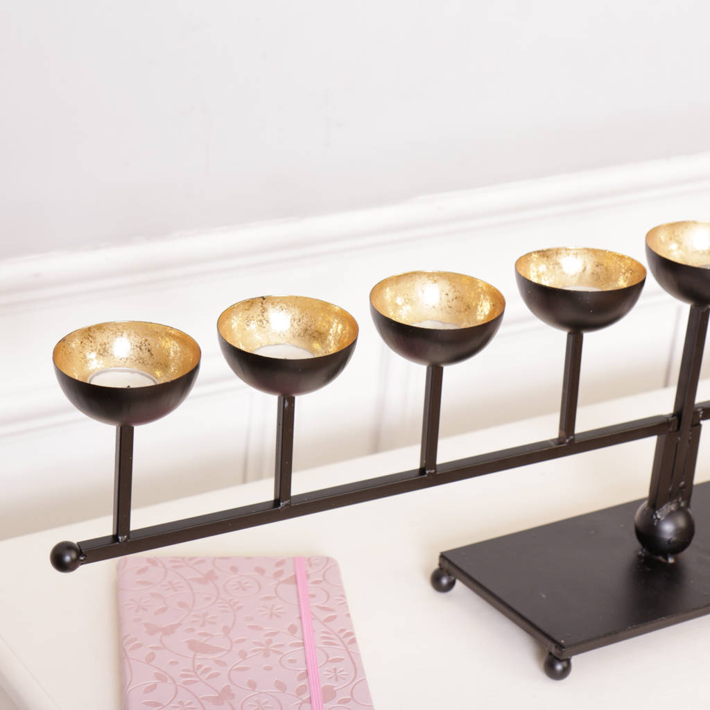 Midnight Black And Gold Candle Table Centrepiece By Dibor