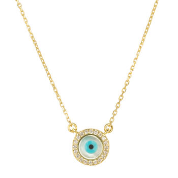 Evil Eye Mother Of Pearl Plated Silver Necklace By Latelita ...