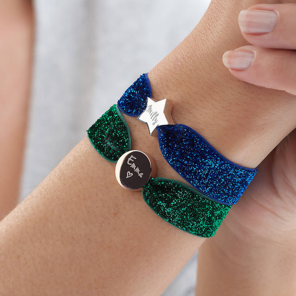 personalised luxe glitter stretch bead bracelet by lily belle
