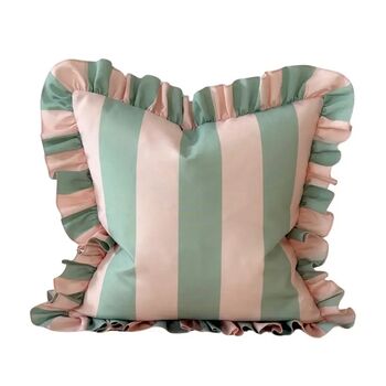 Outdoor Ruffle Striped Cushion, 6 of 6