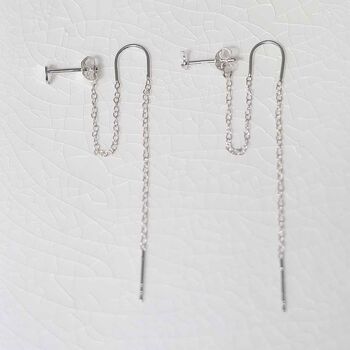 Sterling Silver Moon Threader And Chain Studs, 5 of 6