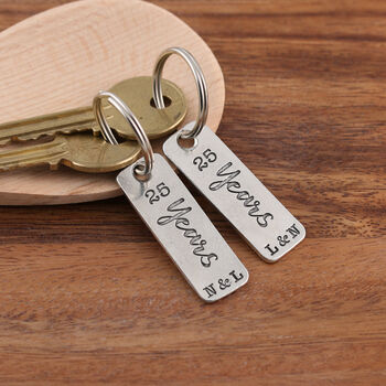 25th Anniversary Couples Pair Personalised Keyrings, 2 of 6