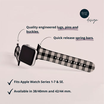 Black And White Gingham Vegan Leather Apple Watch Band, 6 of 7