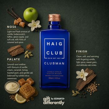 Personalised Haig Club Clubman Single Grain Scotch Whisky Gift Set With Glass, 3 of 8