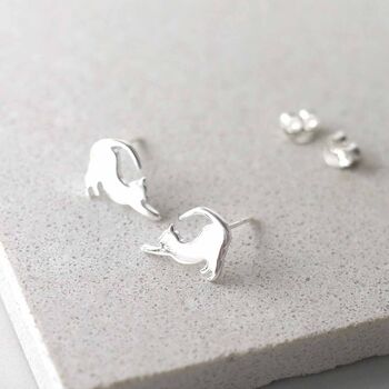 Sterling Silver Kitten Stud Earrings, 3 of 5
