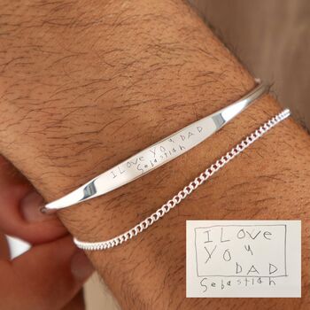 Personalised Men's Handwriting Torque Bracelet, 4 of 5
