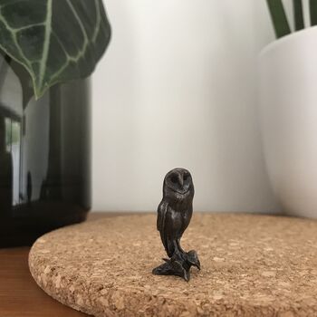 Miniature Bronze Barn Owl Sculpture 8th Anniversary, 11 of 12