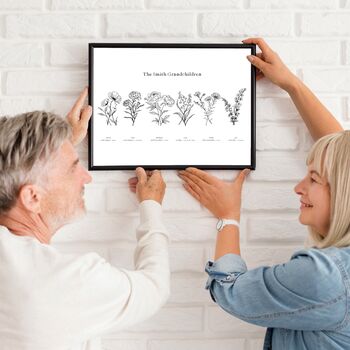 Personalised Family Birth Flower Print For Dad, 3 of 7