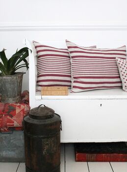 Super Stripe French Raspberry Cushion, 4 of 4